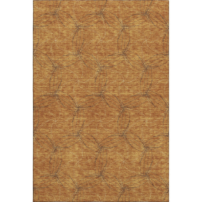 10' X 14' Geometric Washable Area Rug With UV Protection (676560) - Copper / Brown