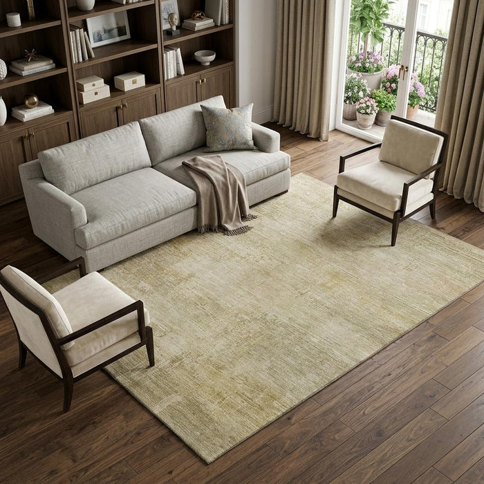 10' X 14' Abstract Washable Area Rug With UV Protection (696056) - Beige / Wheat