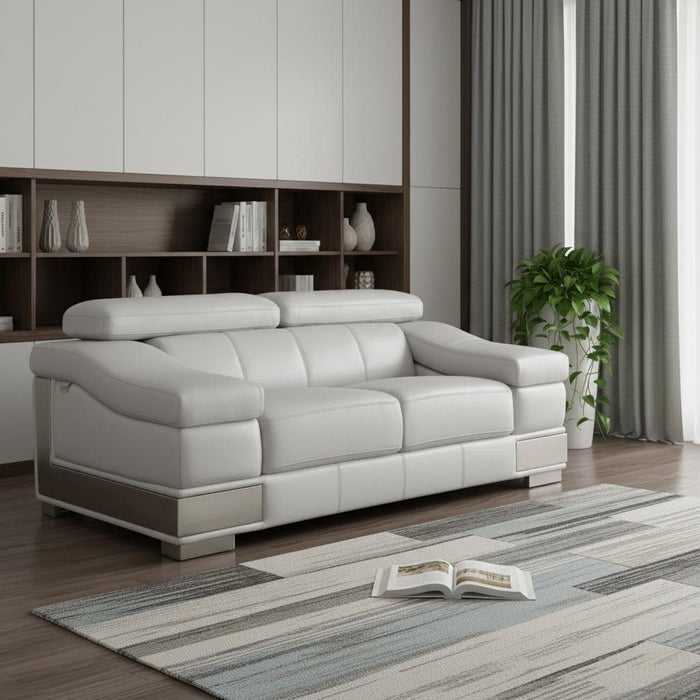 Genuine Love Seat Leather - Light Gray / Silver