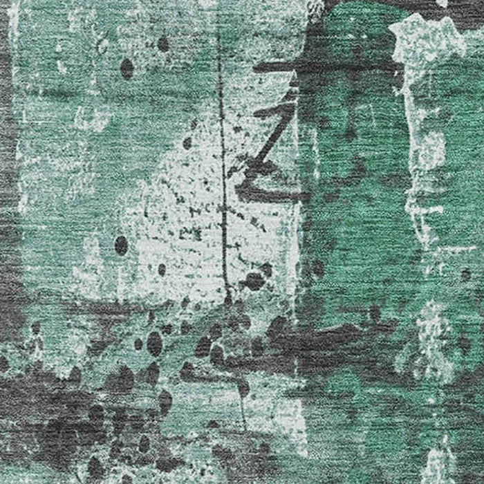 10' X 14' Abstract Washable Area Rug With UV Protection (705359) - Green / Gray / Ivory