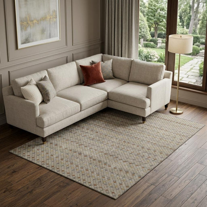 10' X 14' Striped Washable Area Rug With UV Protection (693570) - Taupe / Copper / Gold