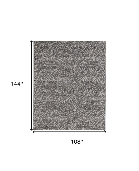 9' x 12' Abstract Power Loom Area Rug - Dark Gray And Ivory