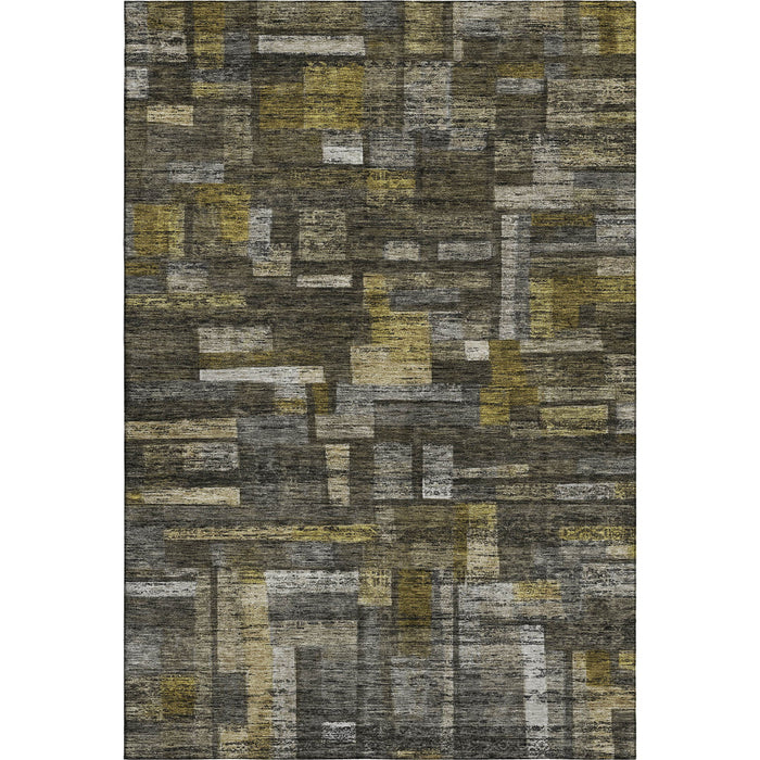 10' X 14' Striped Washable Area Rug With UV Protection (684076) - Charcoal / Gray / Gold