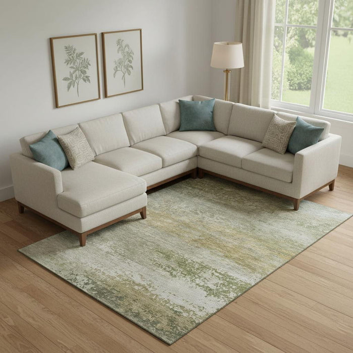10' X 14' Abstract Washable Area Rug With UV Protection (717092) - Beige / Copper
