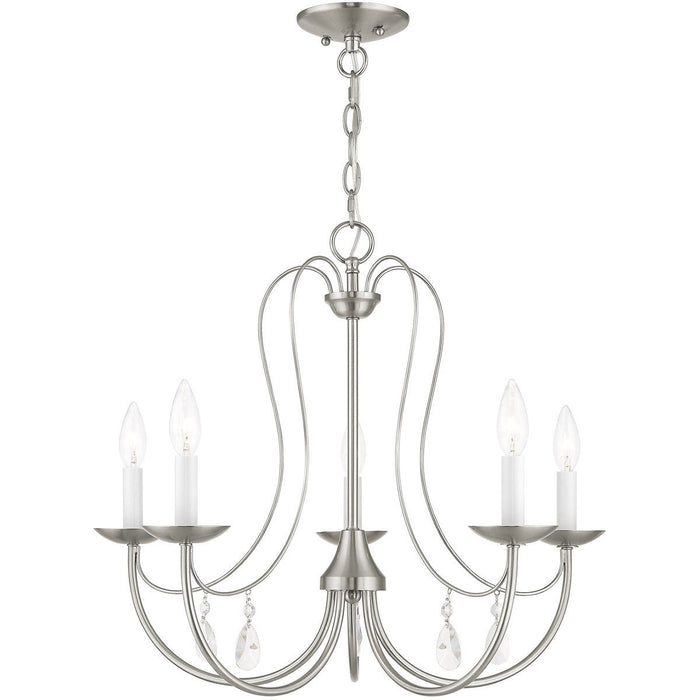 20'' Five Light Dimmable Chandelier With Shades - Nickel