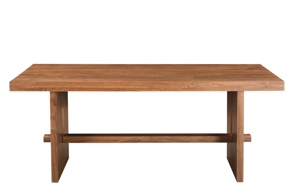 75" Solid Wood Trestle Base Dining Table - Brown