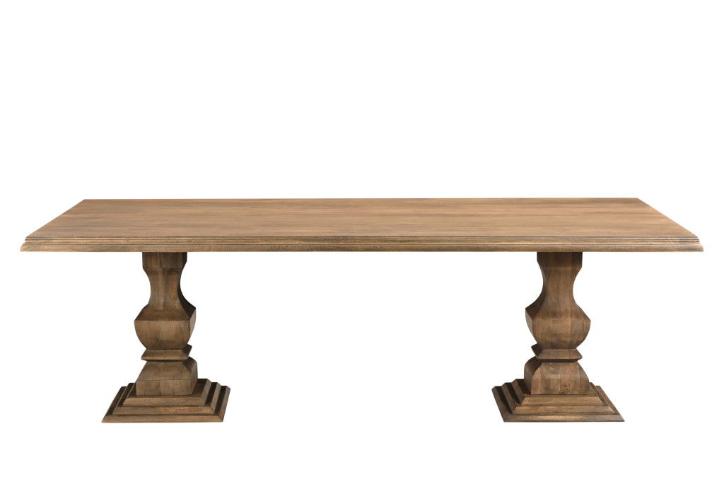 96" Solid Wood Double Pedestal Base Dining Table - Brown