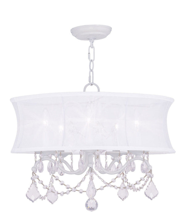 19" Five Light Dimmable Chandelier With Shades - White