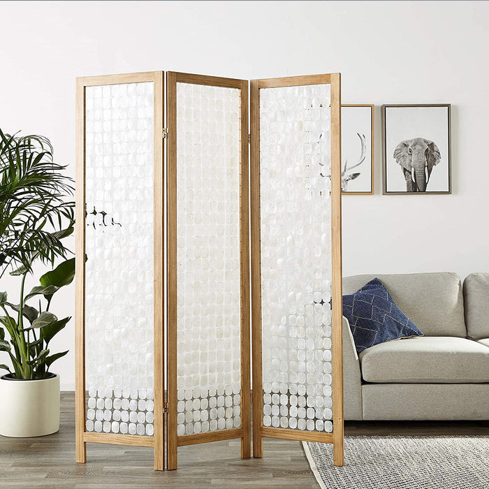 Folding Three Panel Screen Room Divider - Clear