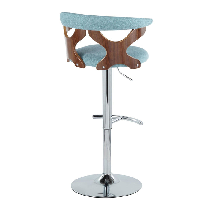 Gardenia - Adjustable Barstool - Chrome Base & Walnut Backrest