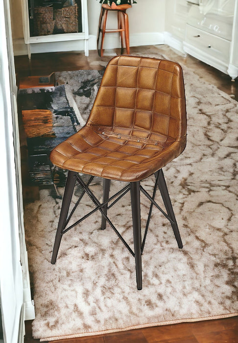 Faux Leather Tufted Side Chair - Brown