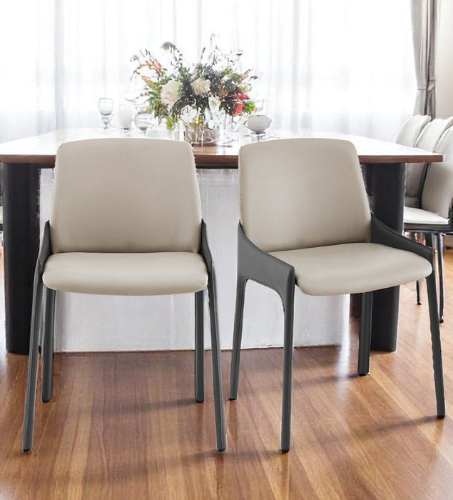 Dining Side Chairs In Leather (Set of 2) - Gray
