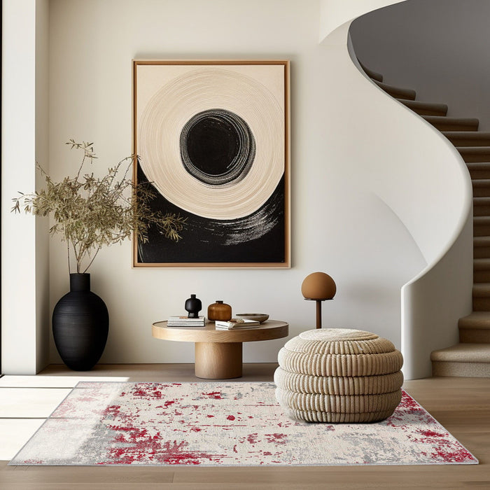 7.8' x 10.8' Abstract Dhurrie Area Rug - Red