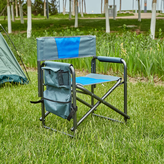 Giga padded folding outdoor arm chair with storage pockets, lightweight oversized design for camping, picnics, and outdoor activities.