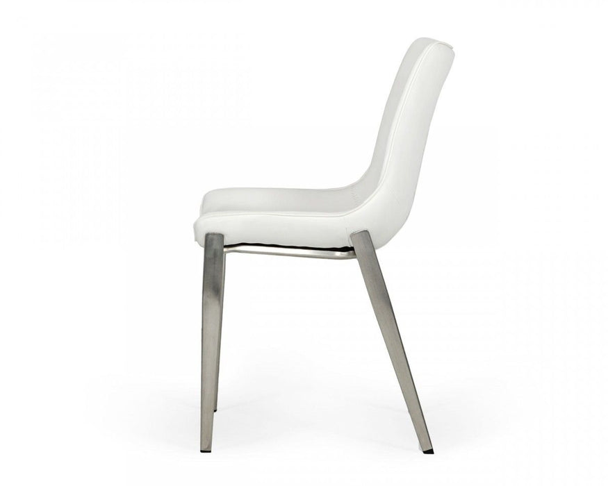 Upholstered Faux Leather Dining Chairs Without Arms (Set of 2) - White