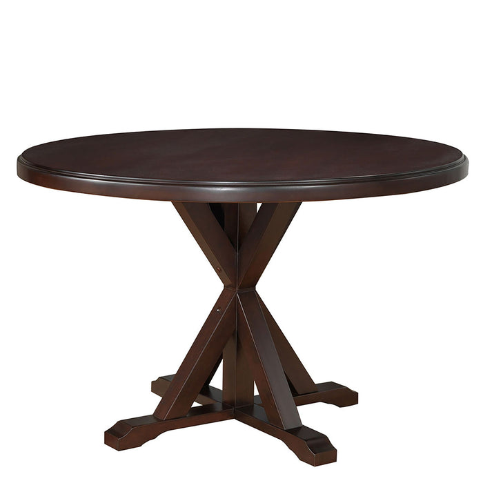48" Rounded Solid Manufactured Wood Pedestal Base Dining Table - Espresso