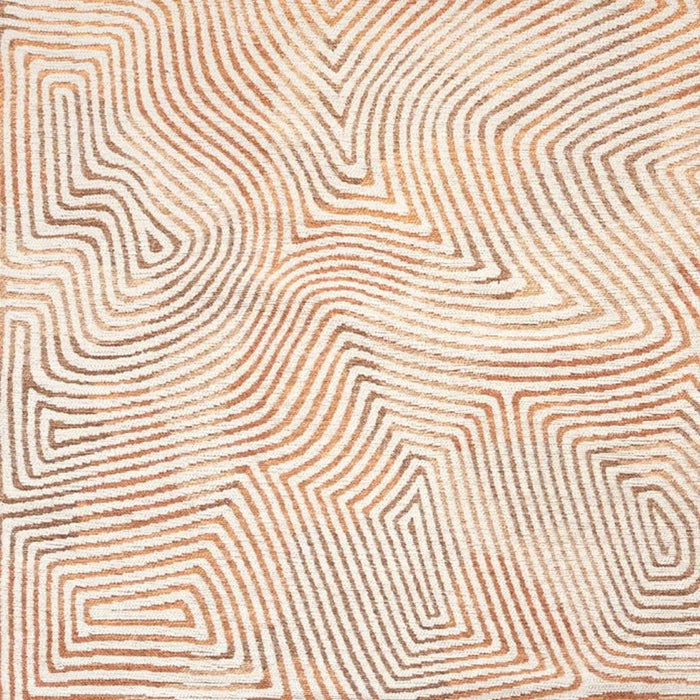 5' Geometric Washable Round Rug With UV Protection (609992) - Beige / Orange / Brown