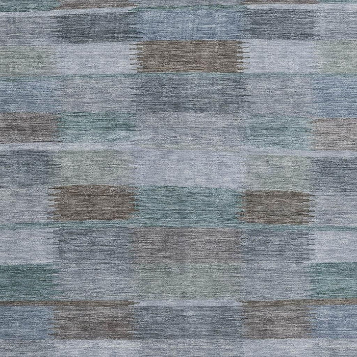 10' X 14' Striped Washable Area Rug With UV Protection (695318) - Blue / Teal / Brown