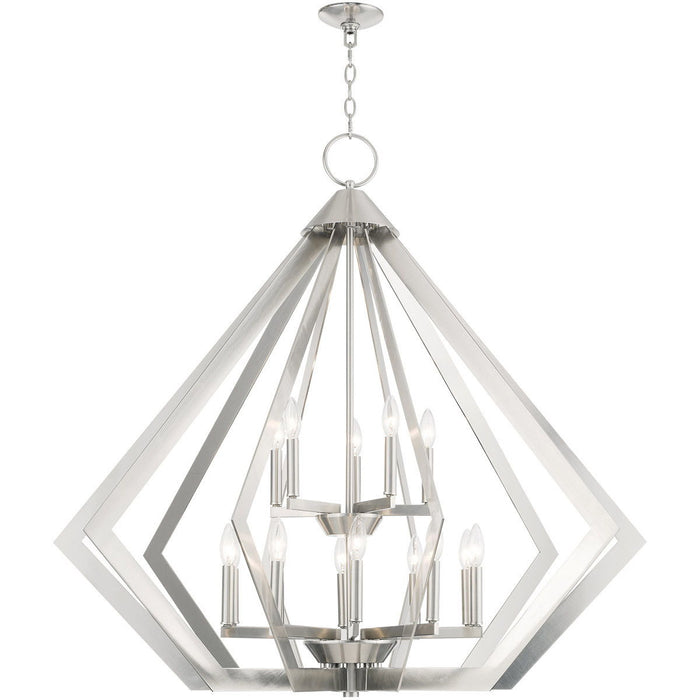 41" Multi Light Dimmable Chandelier With Shades - Nickel