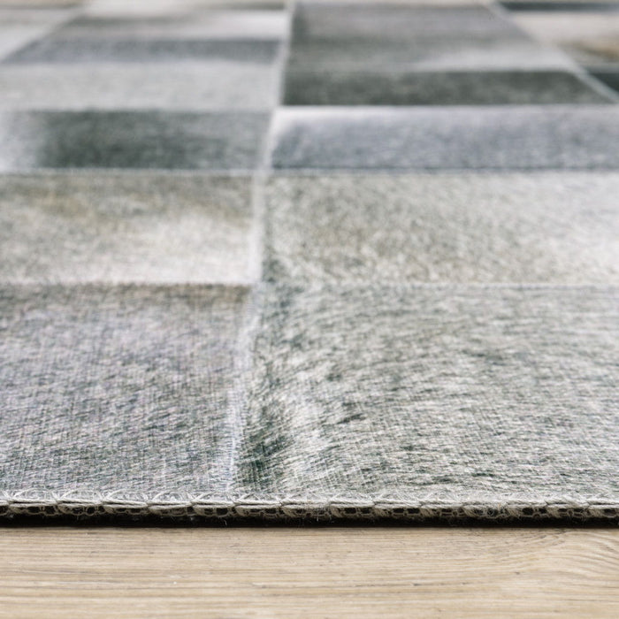 9' x 12' Geometric Power Loom Stain Resistant Area Rug - Gray Charcoal Brown And Beige