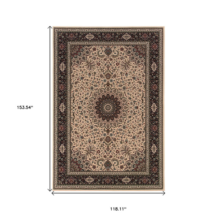 10' X 13' Oriental Area Rug - Ivory And Black