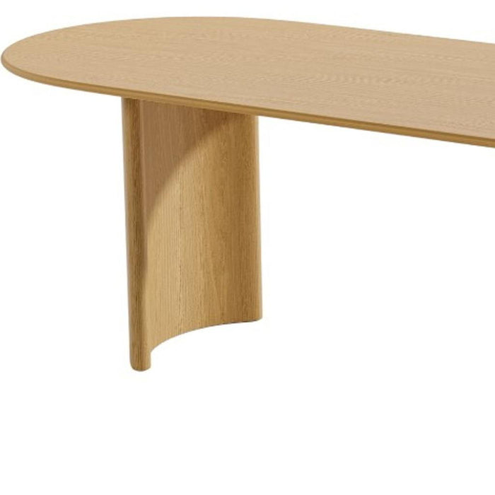 79" Solid Wood Mirrored Double Pedestal Base Oval Dining Room Table - Natural