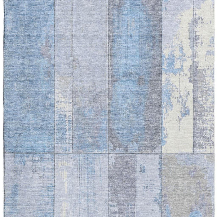 10' X 14' Geometric Washable Area Rug With UV Protection (706571) - Sky Blue / Gray