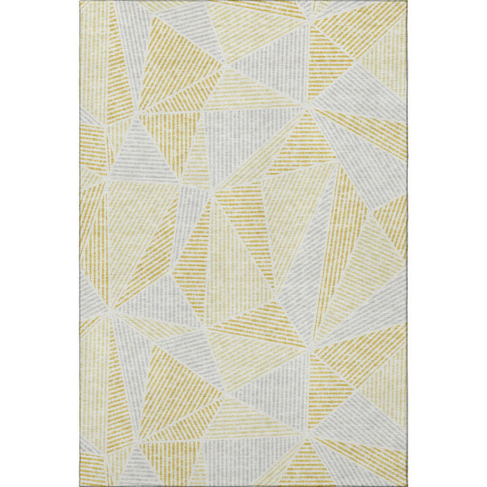 10' X 14' Geometric Washable Area Rug With UV Protection (651953) - Gold / Gray