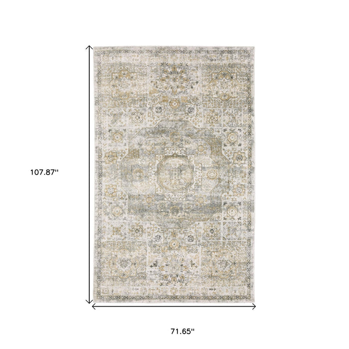 6' X 9' Medallion Hand Tufted Area Rug - Gray And Gold