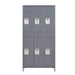 Gray Giga 6-door lockers with locks, ideal for employee storage, gym, office, school, or garage organization.