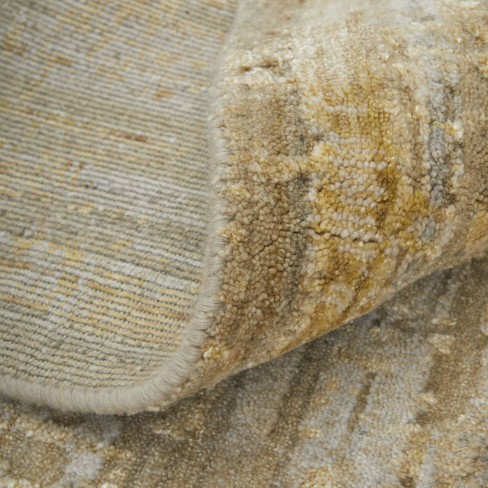 3' x 5' Modern Abstract Hand Woven Wool Blend Area Rug - Yellow And Ivory