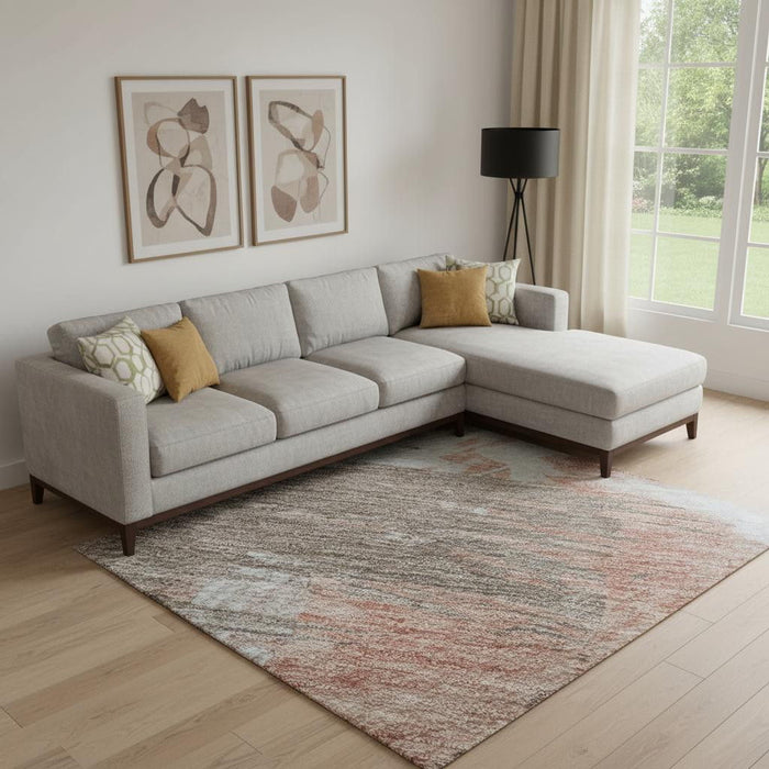 10' X 14' Abstract Washable Area Rug With UV Protection (697932) - Taupe / Blue / Ivory