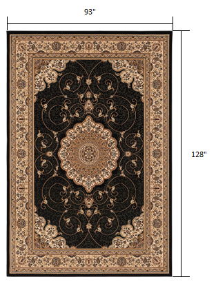 7.8' x 10.7' Medallion Power Loom Area Rug - Beige And Black