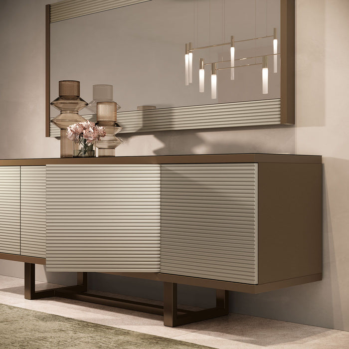Linea - 4 Door Buffet - Light Beige / Brown