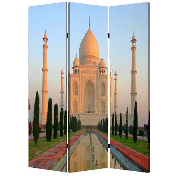 Wood Canvas Taj Mahal Screen - Multi Color