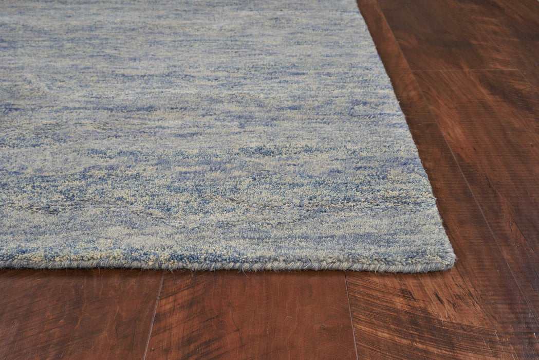 7' x 9' Ocean Blue Area Rug - Wool And Viscose