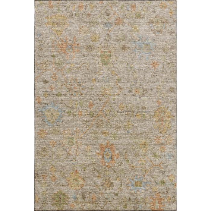10' X 14' Floral Washable Area Rug With UV Protection (708397) - Beige / Orange / Blue