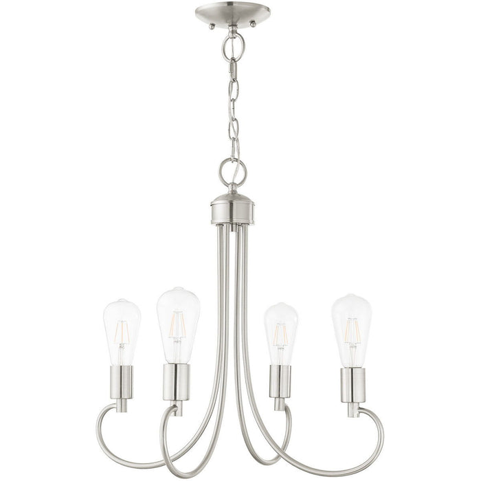 20" Four-Light Dimmable Chandelier With Shades - Nickel