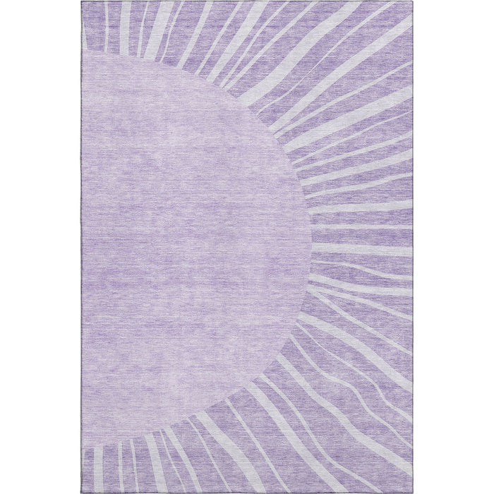9' X 12' Abstract Washable Area Rug With UV Protection (655390) - Lavender / Ivory