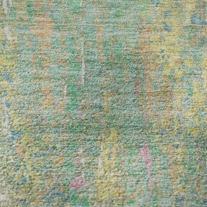 10' X 14' Abstract Washable Area Rug With UV Protection (708469) - Teal / Purple / Gold
