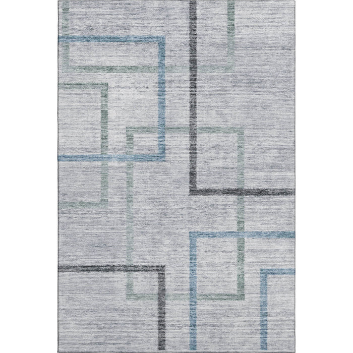 10' X 14' Geometric Washable Area Rug With UV Protection - Gray And Blue