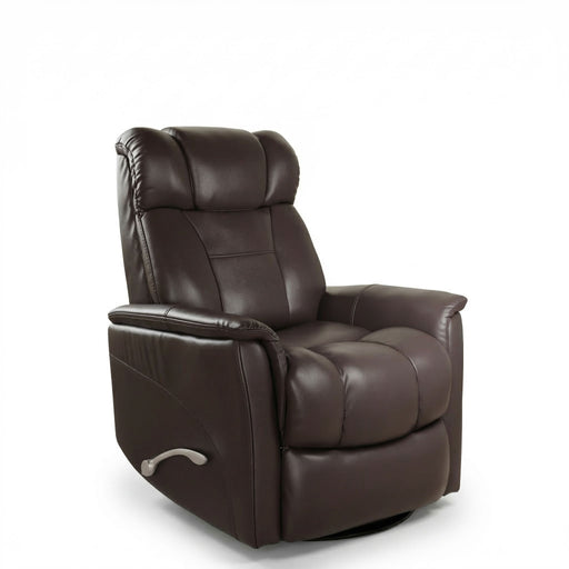 Giga Bentley swivel glider recliner with manual adjustable headrest and footrest, featuring plush upholstery and modern design.