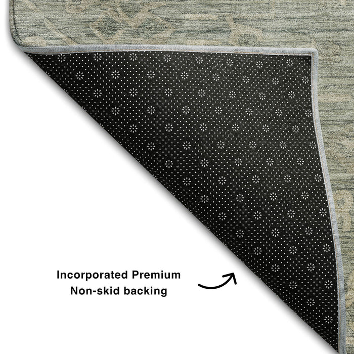 10' X 14' Medallion Washable Area Rug With UV Protection (684642) - Sage / Beige