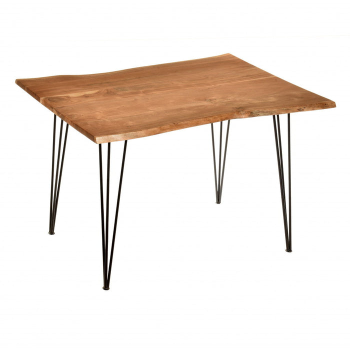 48" Solid Wood And Iron Dining Table - Brown