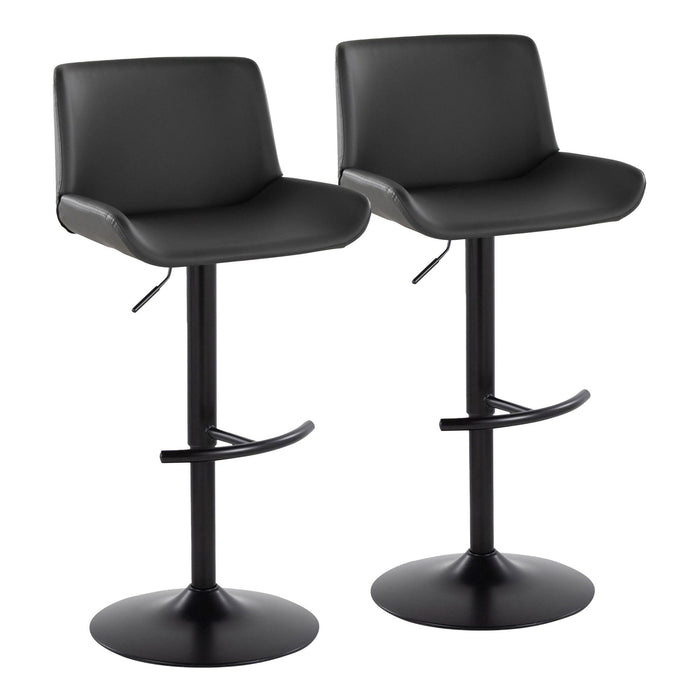 Santi - Upholstered Adjustable Barstool With Swivel And Rounded T Footrest (Set of 2) - Black Metal