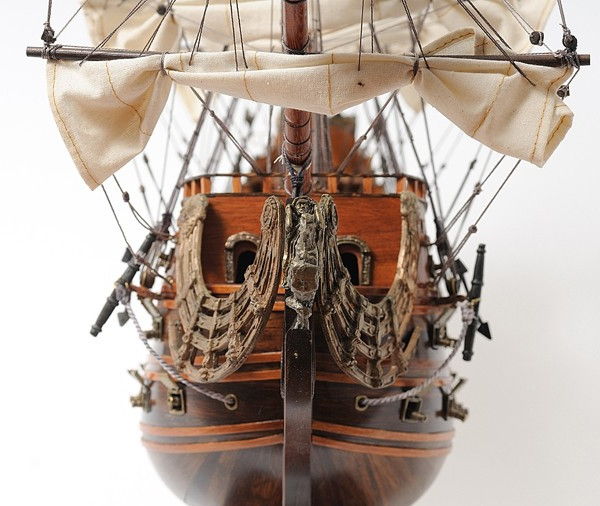 Hand Painted Solei Royal Medium Model Boat - Brown