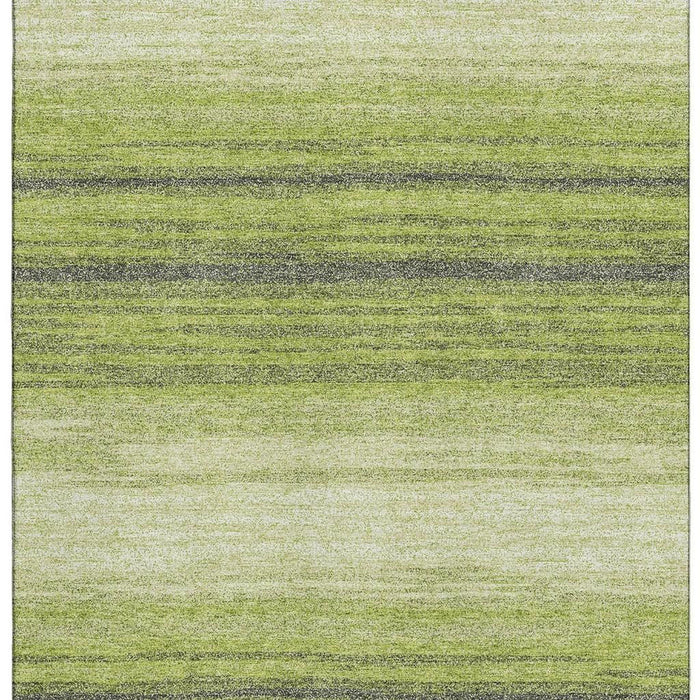 10' X 14' Striped Washable Area Rug With UV Protection (681131) - Lime Green / Gray / Ivory