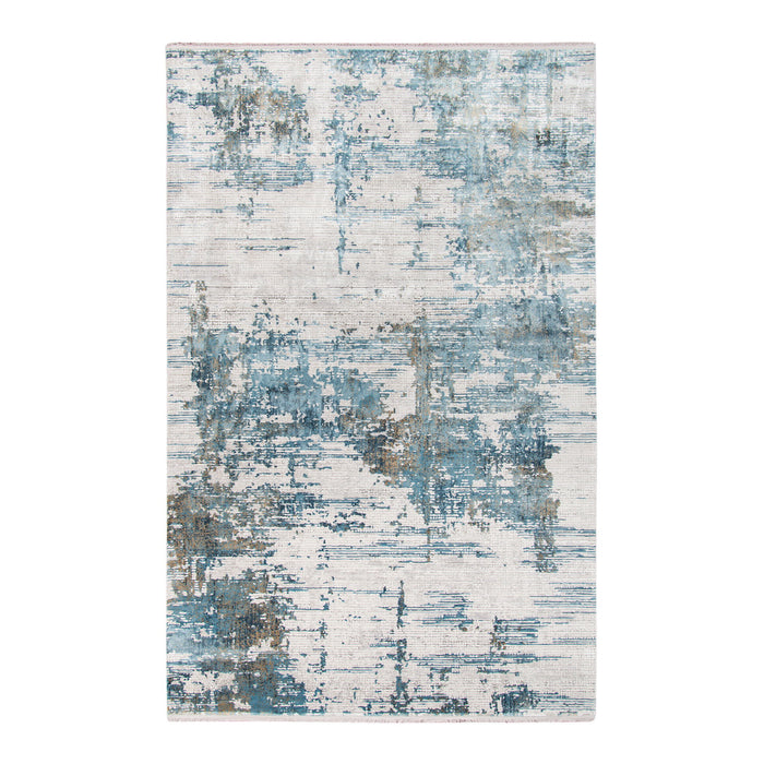 10' X 14' Abstract Area Rug With Fringe - Ivory
