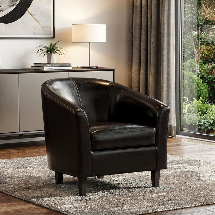Leather Arm Chair - Black / Dark Brown