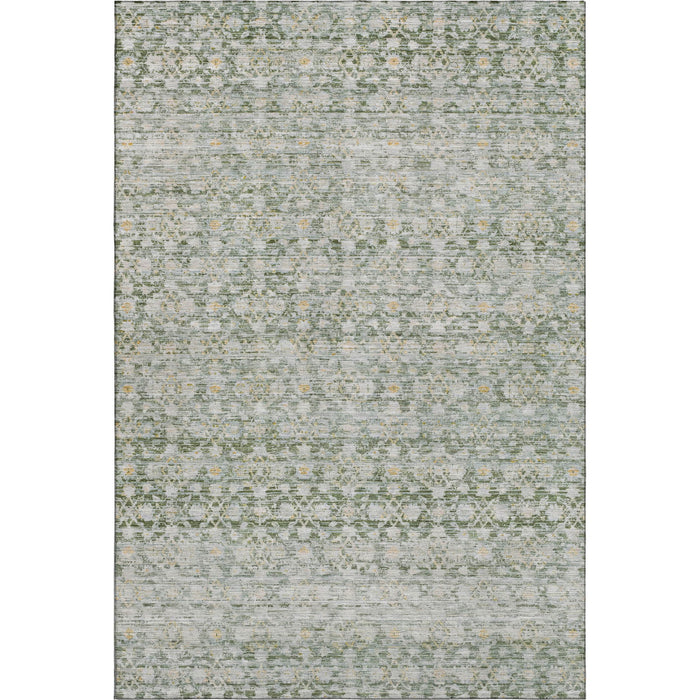 10' X 14' Striped Washable Area Rug With UV Protection (699999) - Green / Gold / Ivory